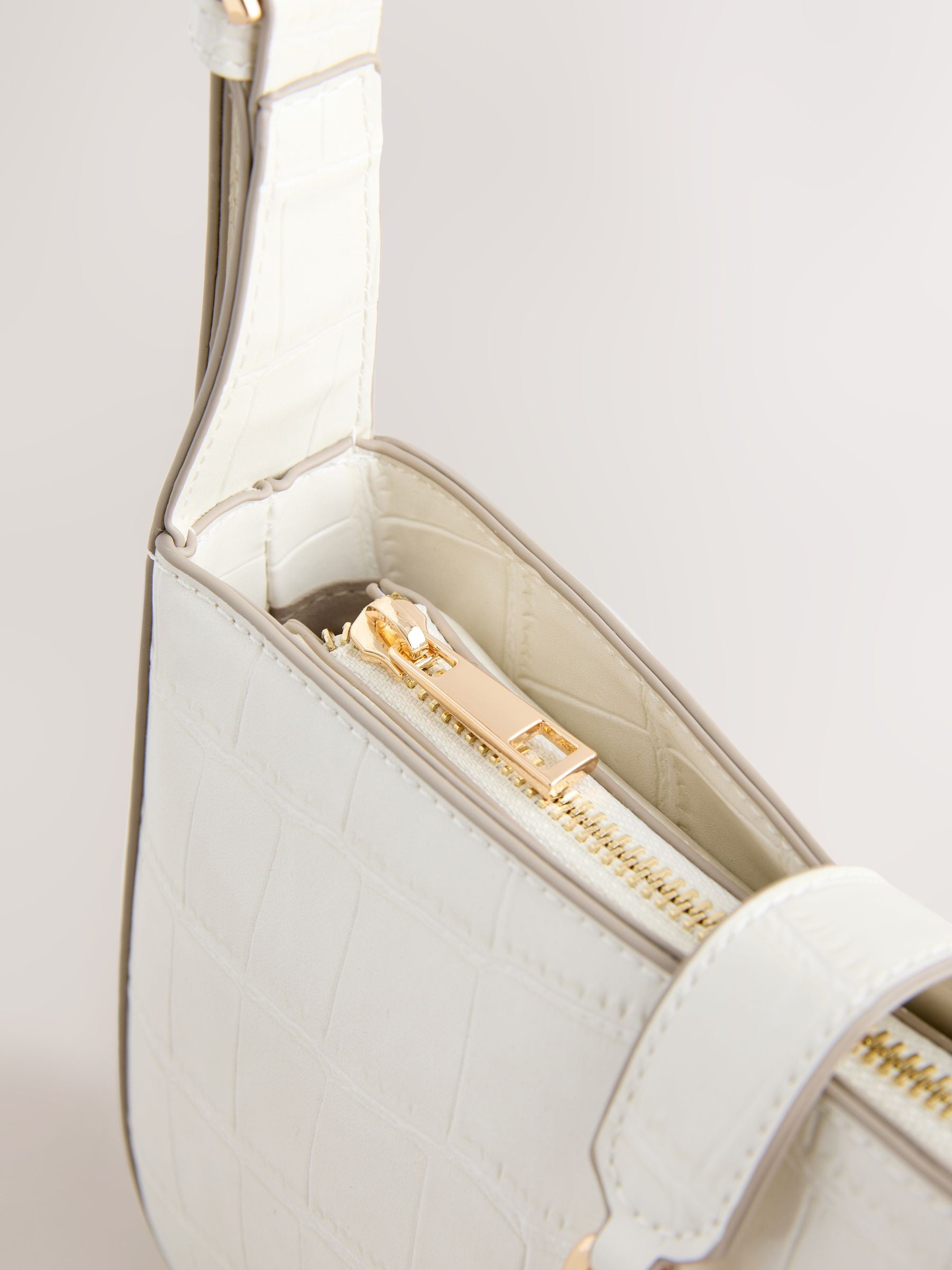 Bone croc structured shoulder bag, UK version