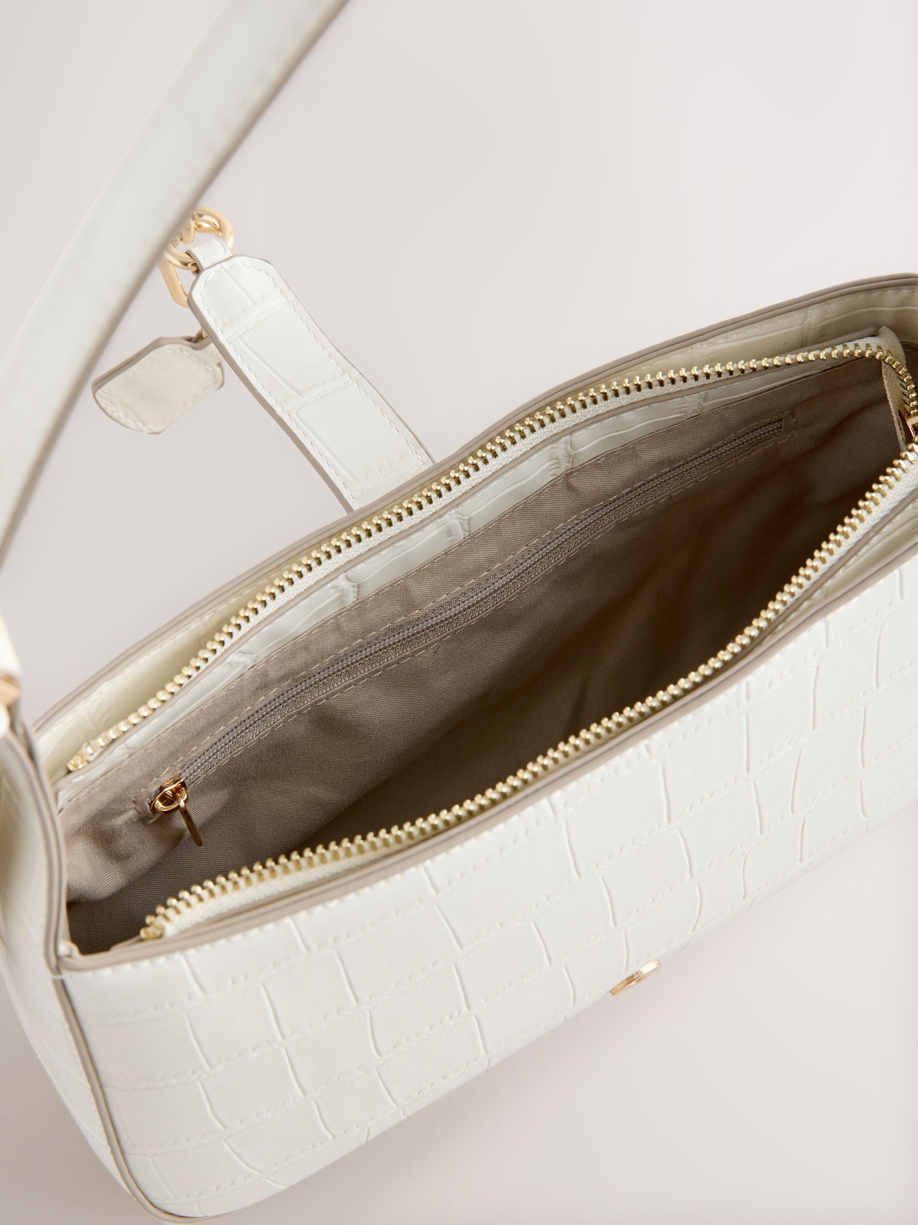 Bone croc structured shoulder bag, UK version