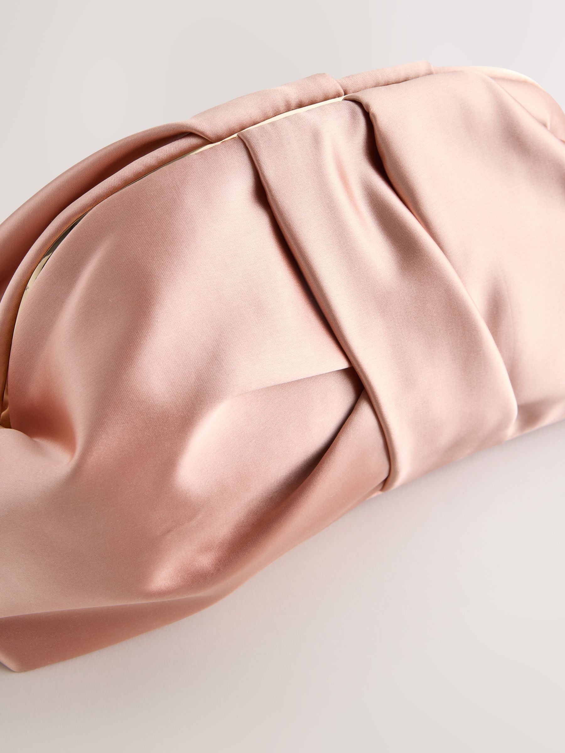 Pink snap clutch bag large satin feel - British product