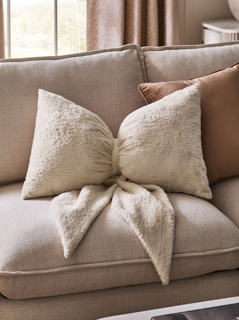 Just Pink 3D Faux Fur Bow Cushion
