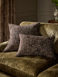 Brown cut velvet abstract zebra cushion 40x59cm, imported from the UK
