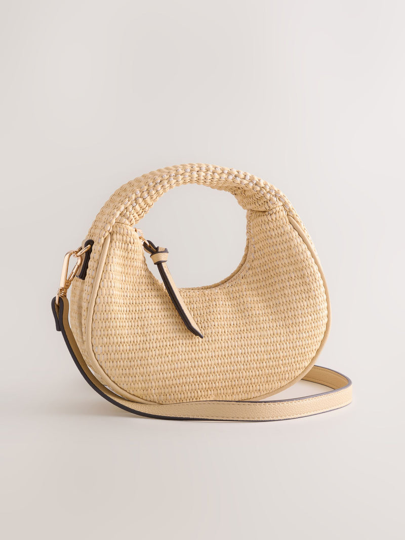 Natural raffia effect mini handbag (British brand)