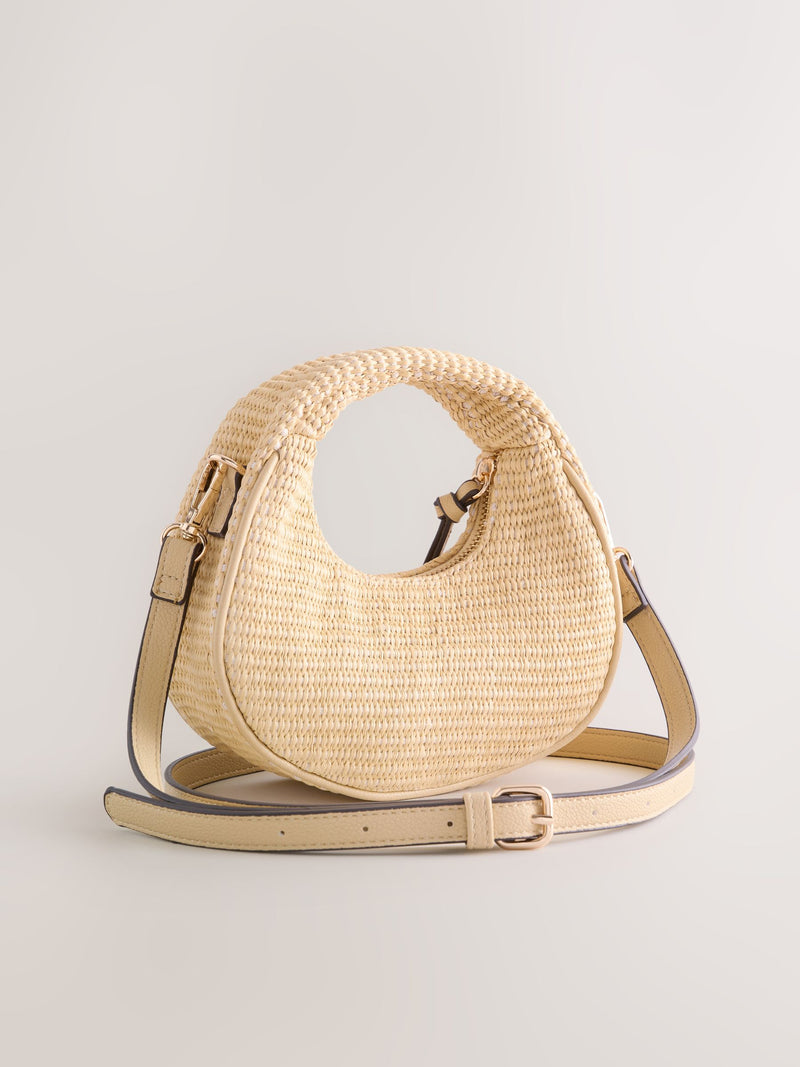 Natural raffia effect mini handbag (British brand)