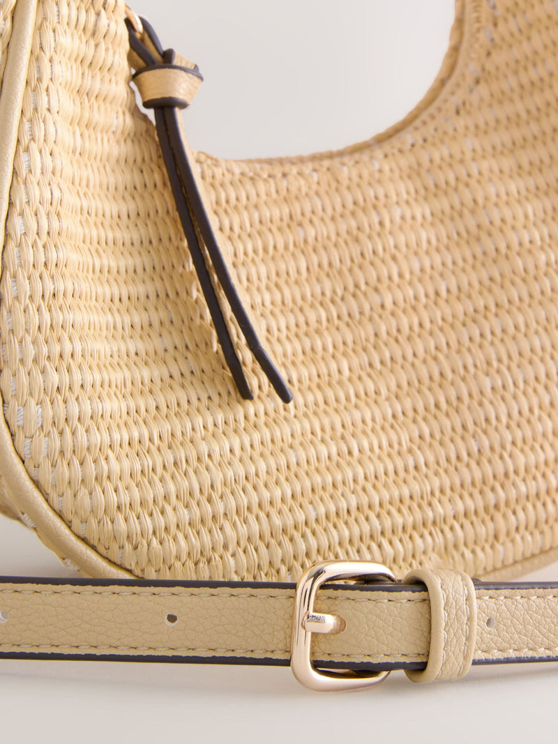 Natural raffia effect mini handbag (British brand)