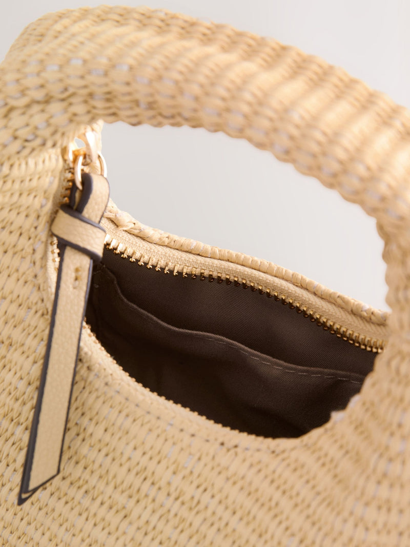 Natural raffia effect mini handbag (British brand)