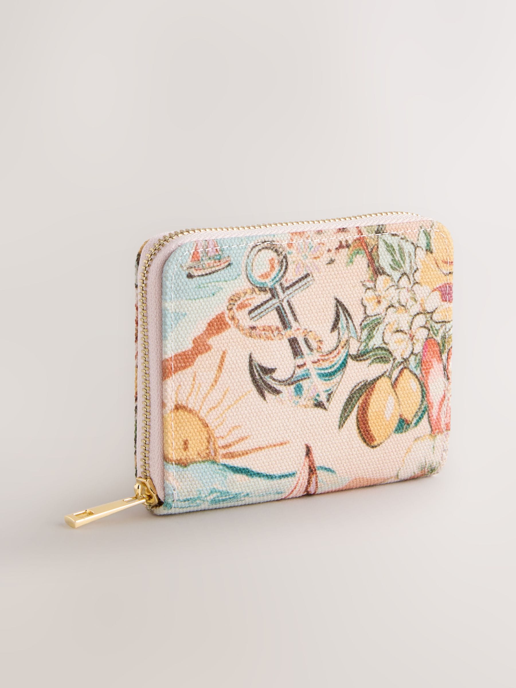 Floral print zip around purse with recycled polyester - British product