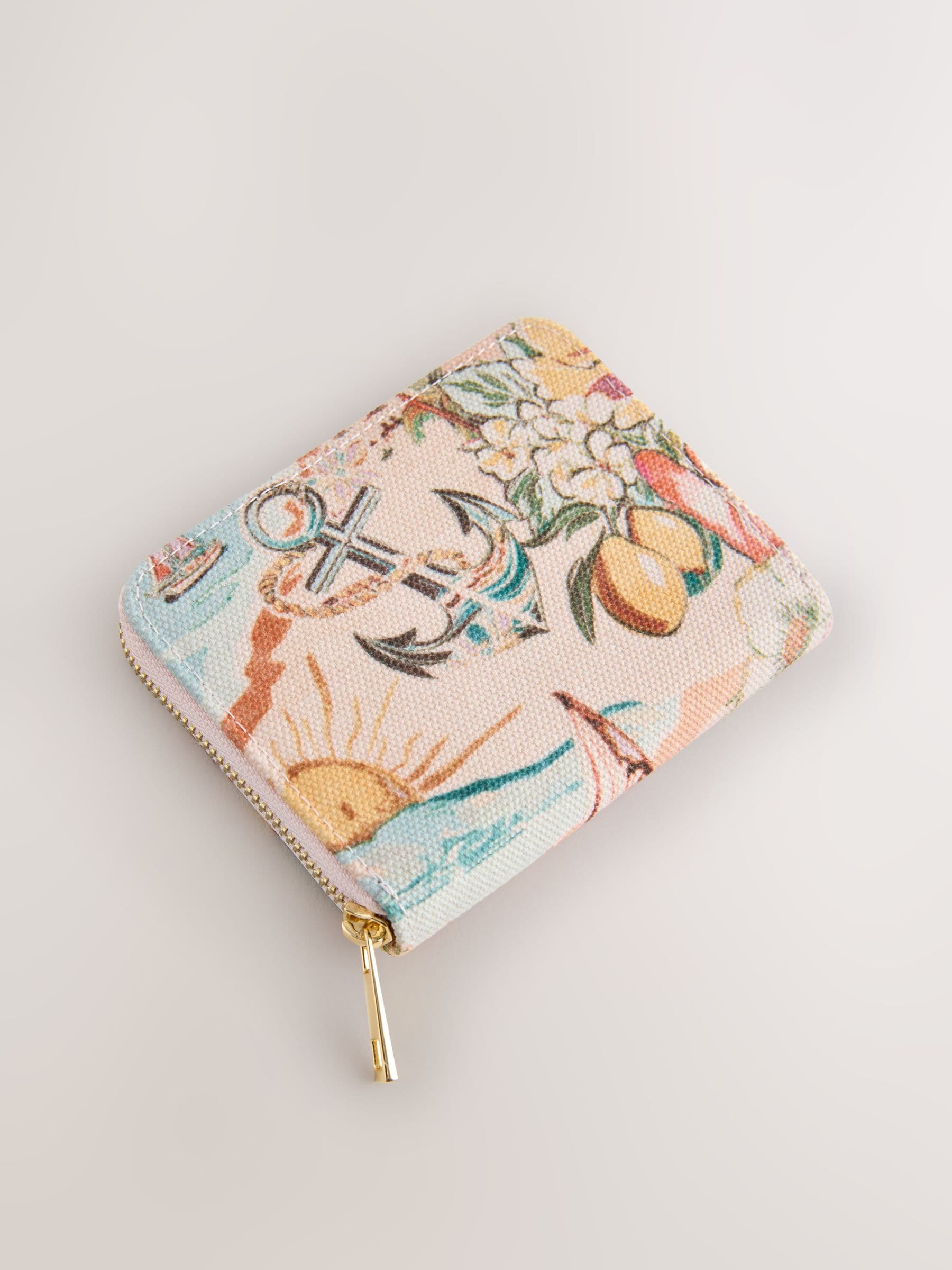 Floral print zip around purse with recycled polyester - British product