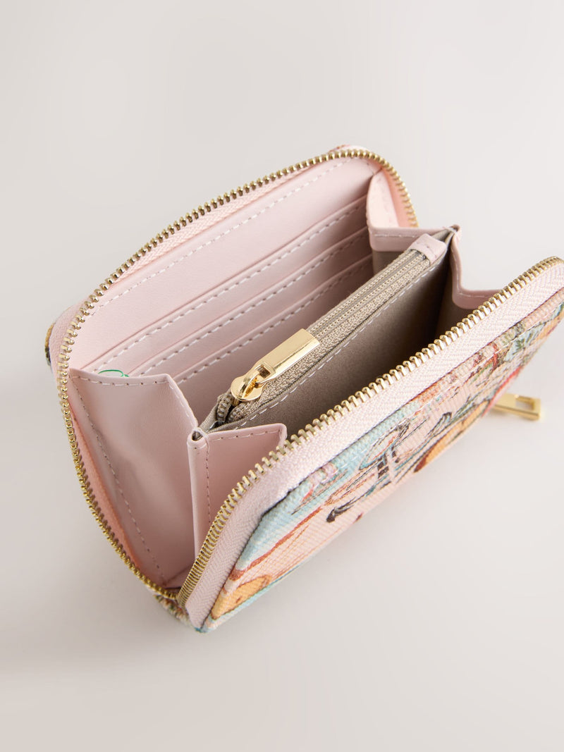 Floral print zip around purse with recycled polyester - British product