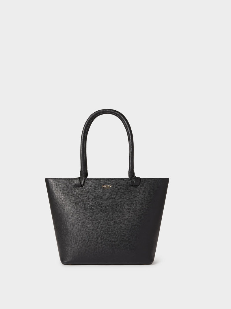Osprey London black Collier leather tote bag, imported from the UK