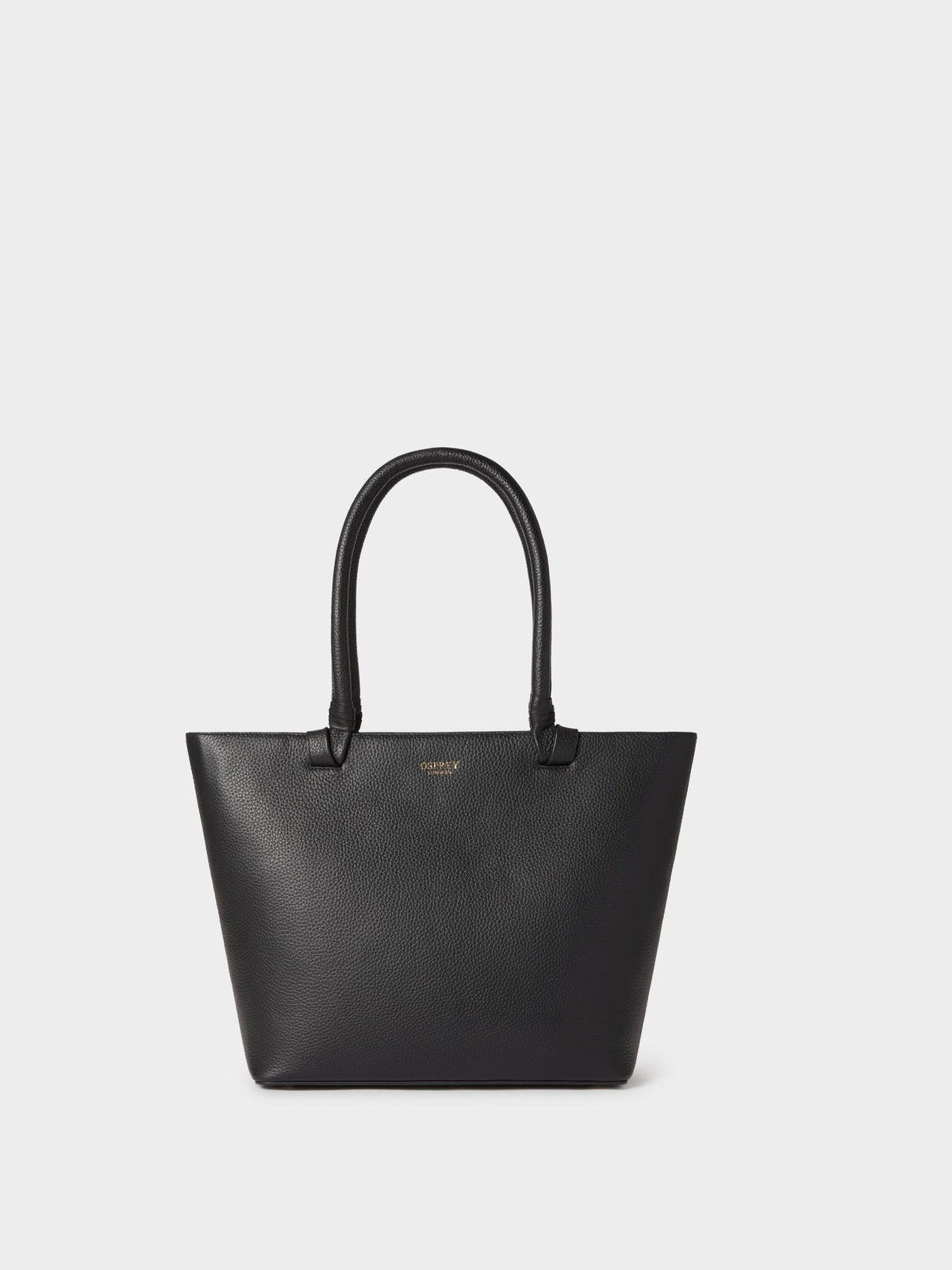 Osprey London black Collier leather tote bag, imported from the UK