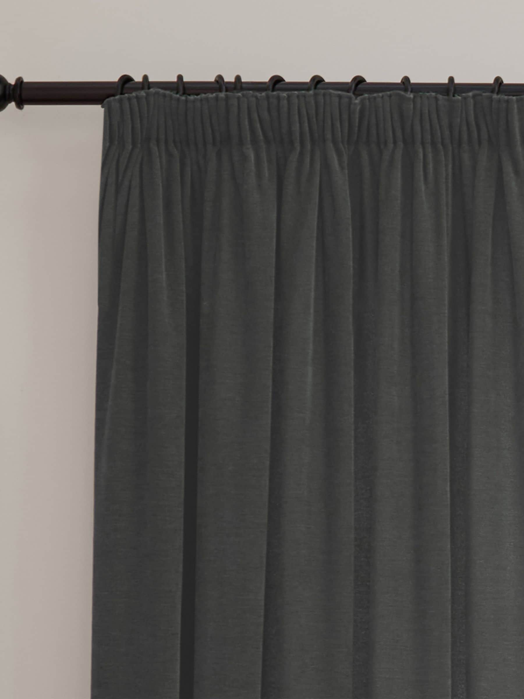 Furn Charcoal Lightweight Chenille Pencil Pleat Lined Curtains