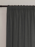 Furn Charcoal Lightweight Chenille Pencil Pleat Blackout Curtains