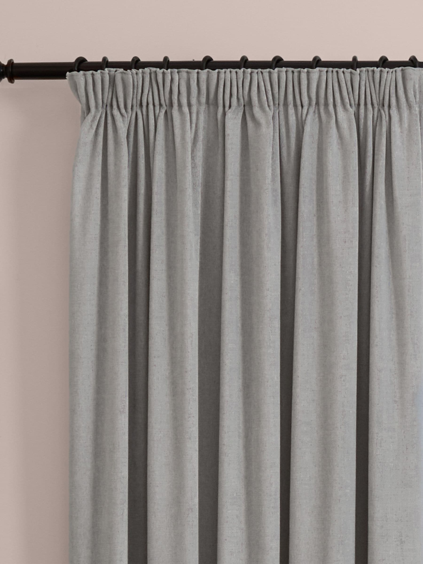 Furn Silver Lightweight Chenille Pencil Pleat Blackout Curtains