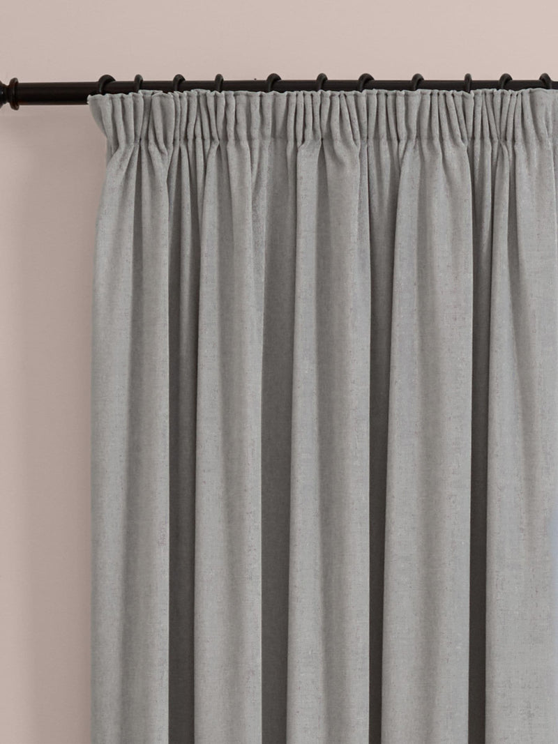 Furn Silver Lightweight Chenille Pencil Pleat Blackout Curtains