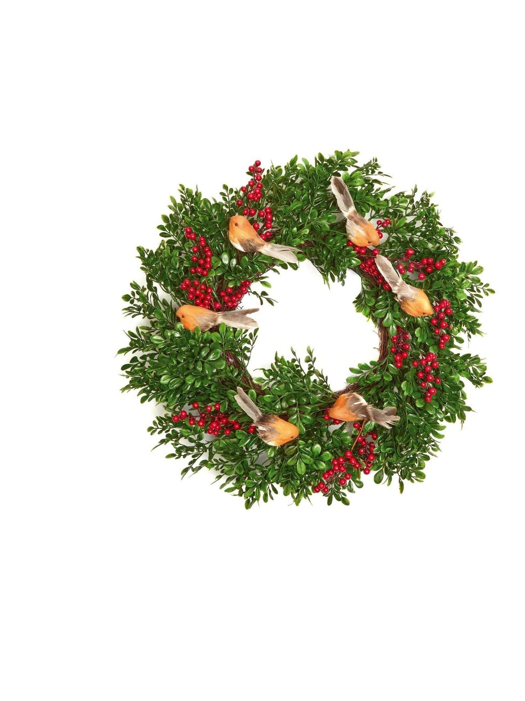 Premier Decorations Robin and Berry Wreath 50cm (British brand)