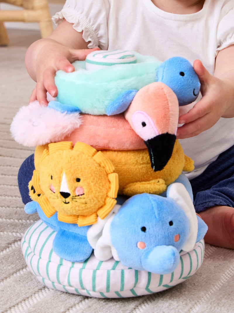 JoJo Maman Bébé safari animals plush stacker 24cm, imported from the UK