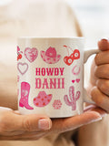 PMC personalised cowgirl ceramic pink mug (British brand)