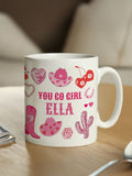 PMC personalised cowgirl ceramic pink mug (British brand)