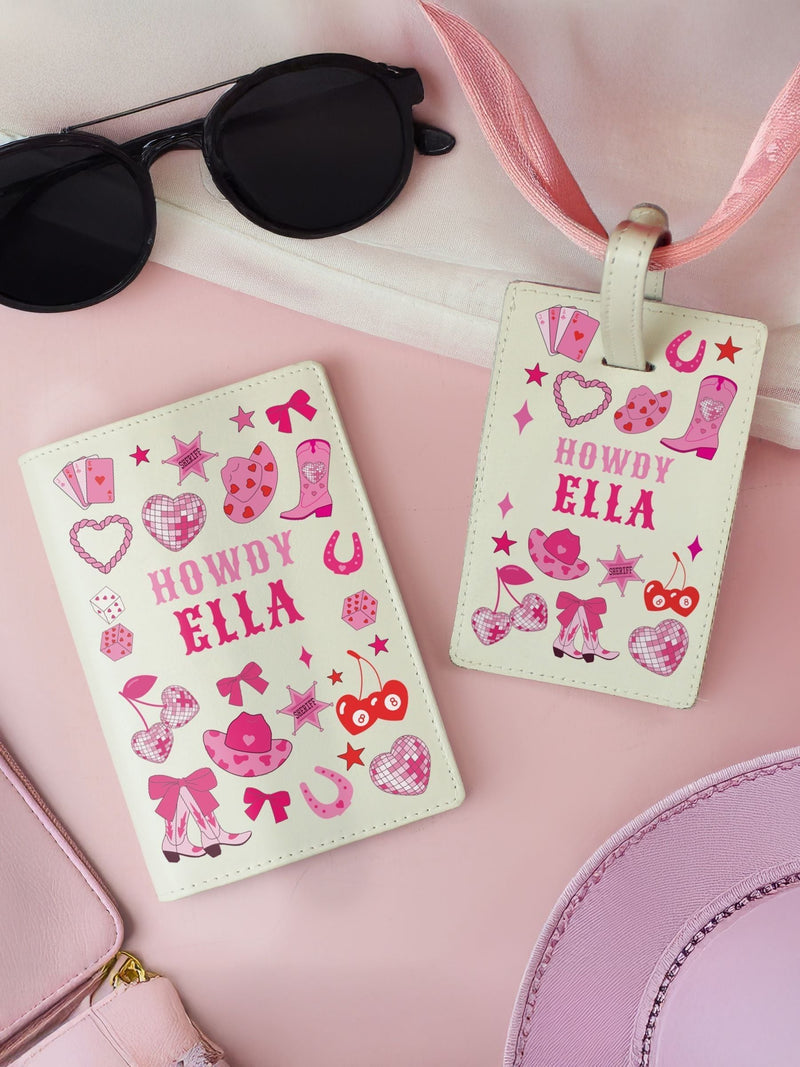 PMC cowgirl passport holder and luggage tag set (British brand)