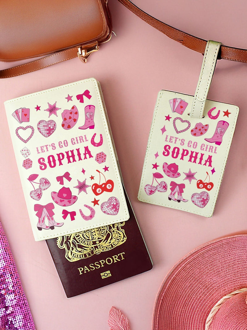 PMC cowgirl passport holder and luggage tag set (British brand)