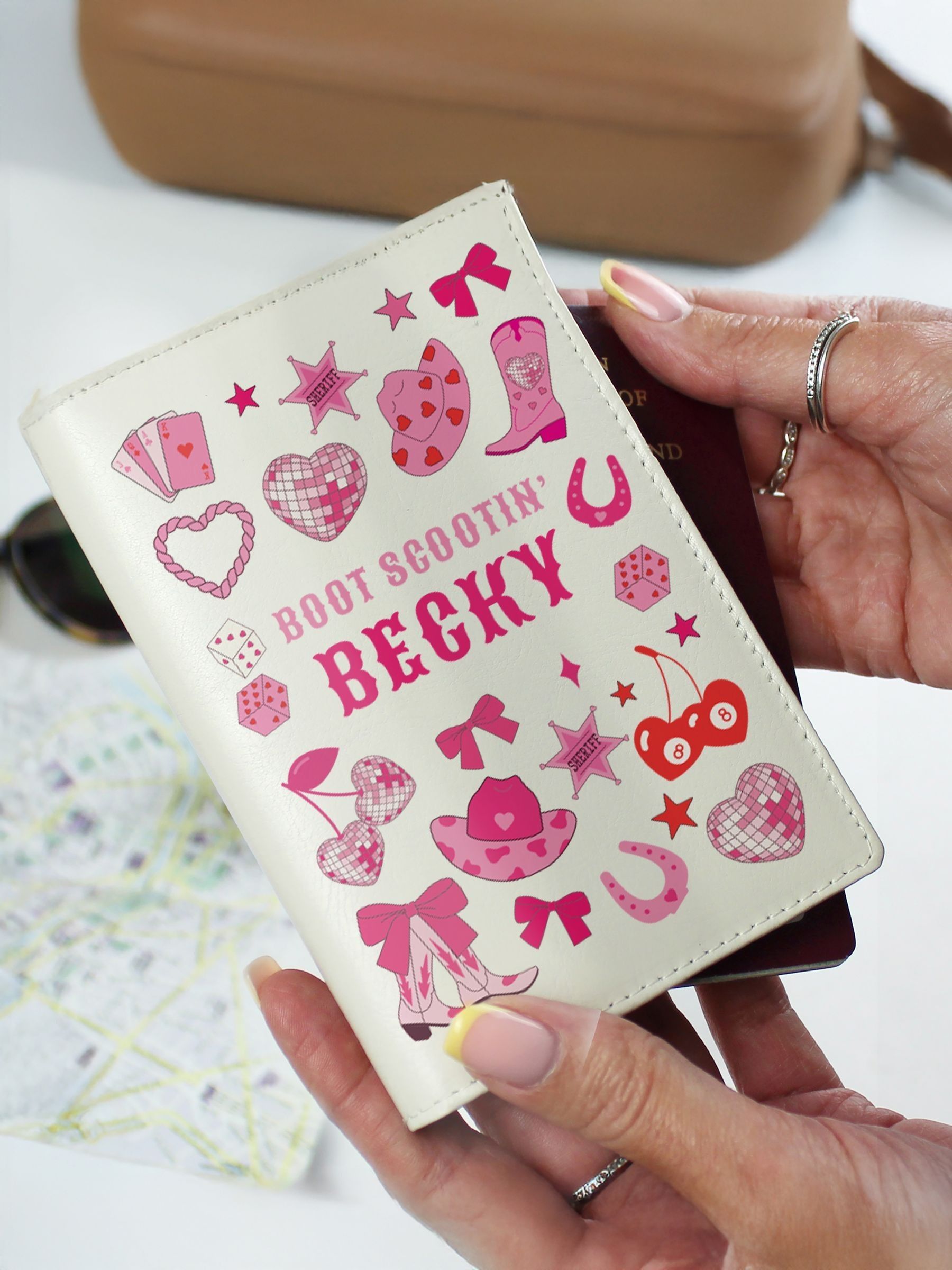 PMC cowgirl passport holder and luggage tag set (British brand)