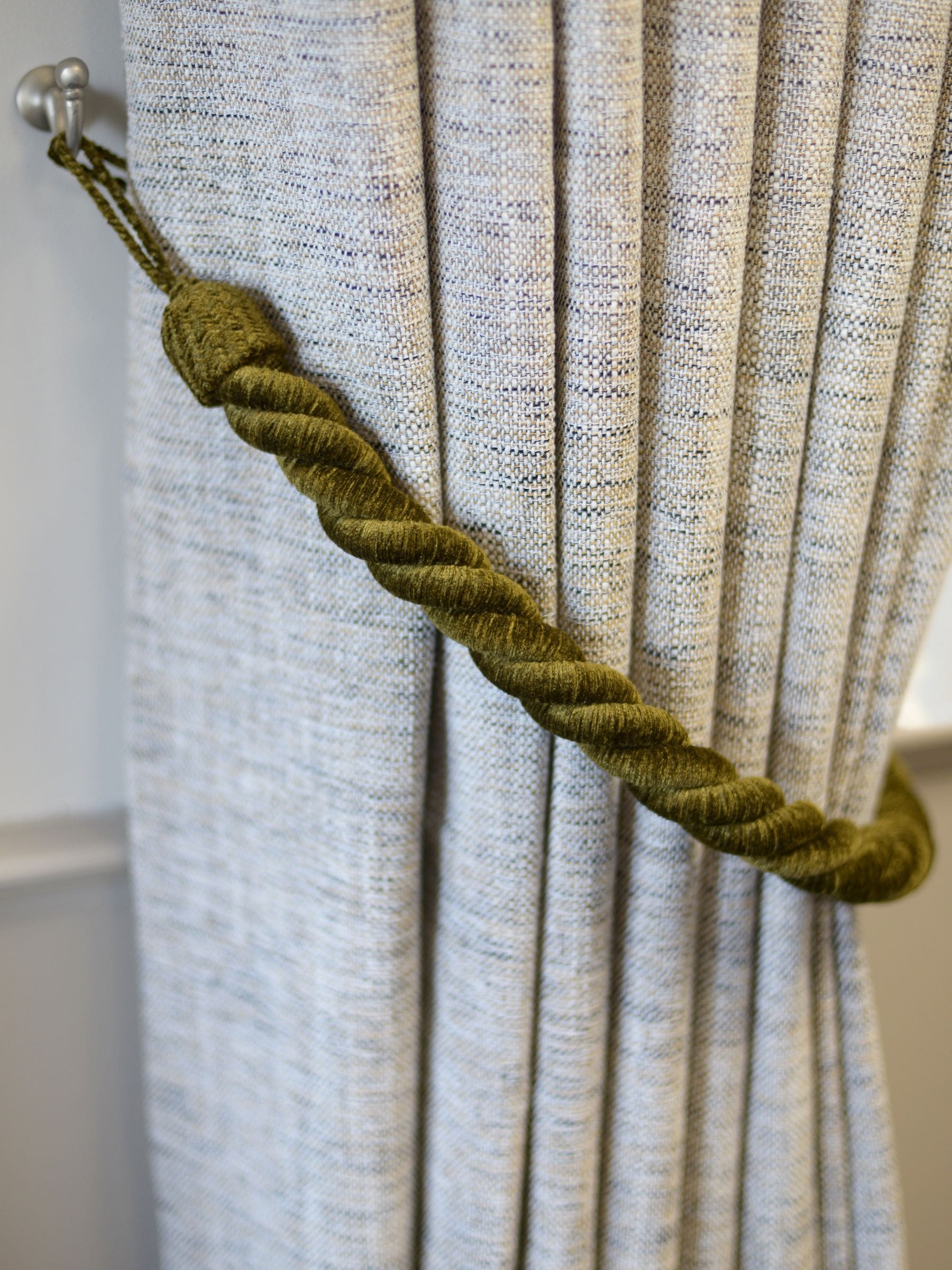 Laura Ashley Set of 2 Charcoal Chenille Grafton Rope Curtain Tiebacks