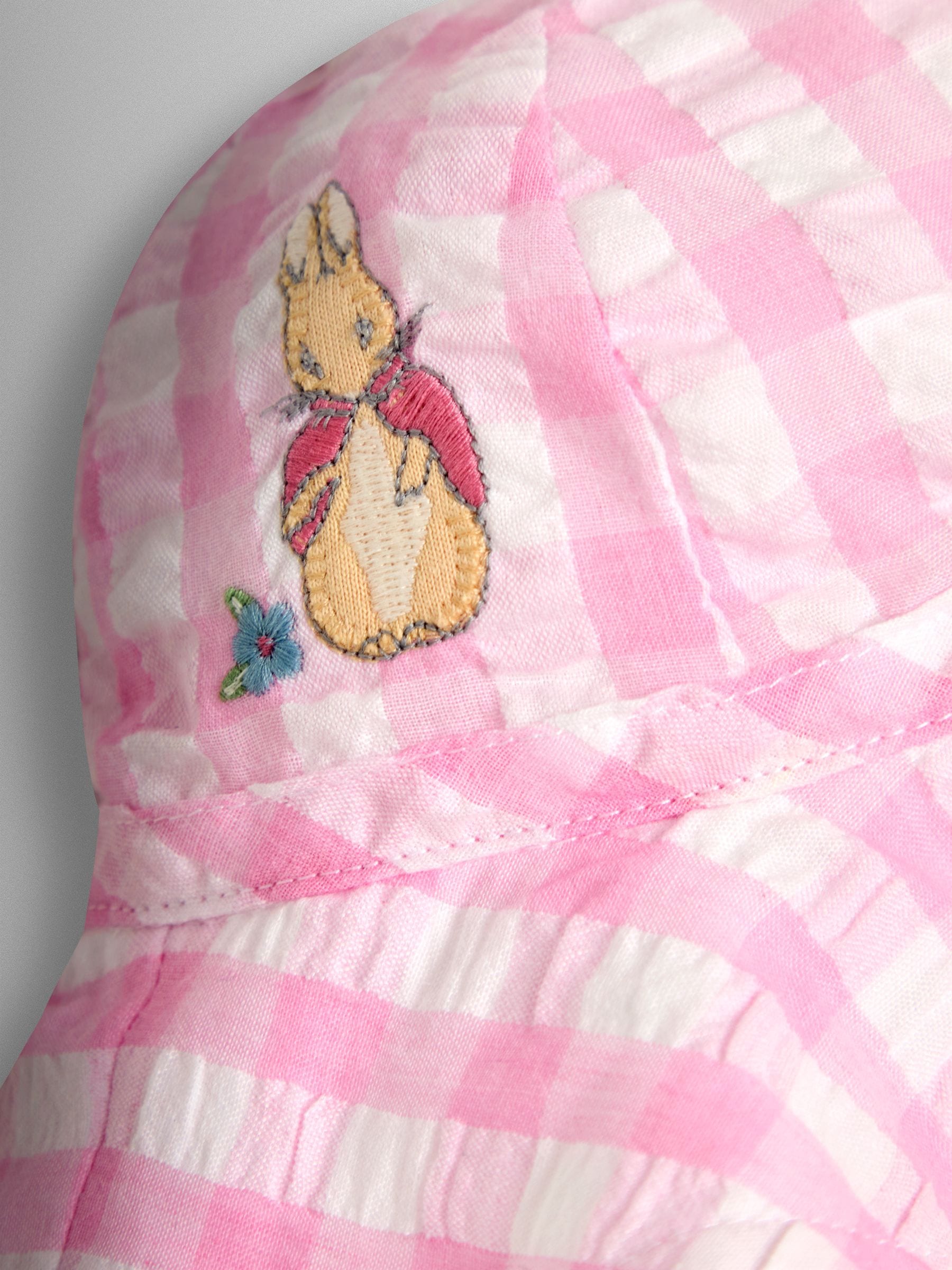 JoJo Maman Bébé pink gingham Flopsy Bunny floppy hat - British product