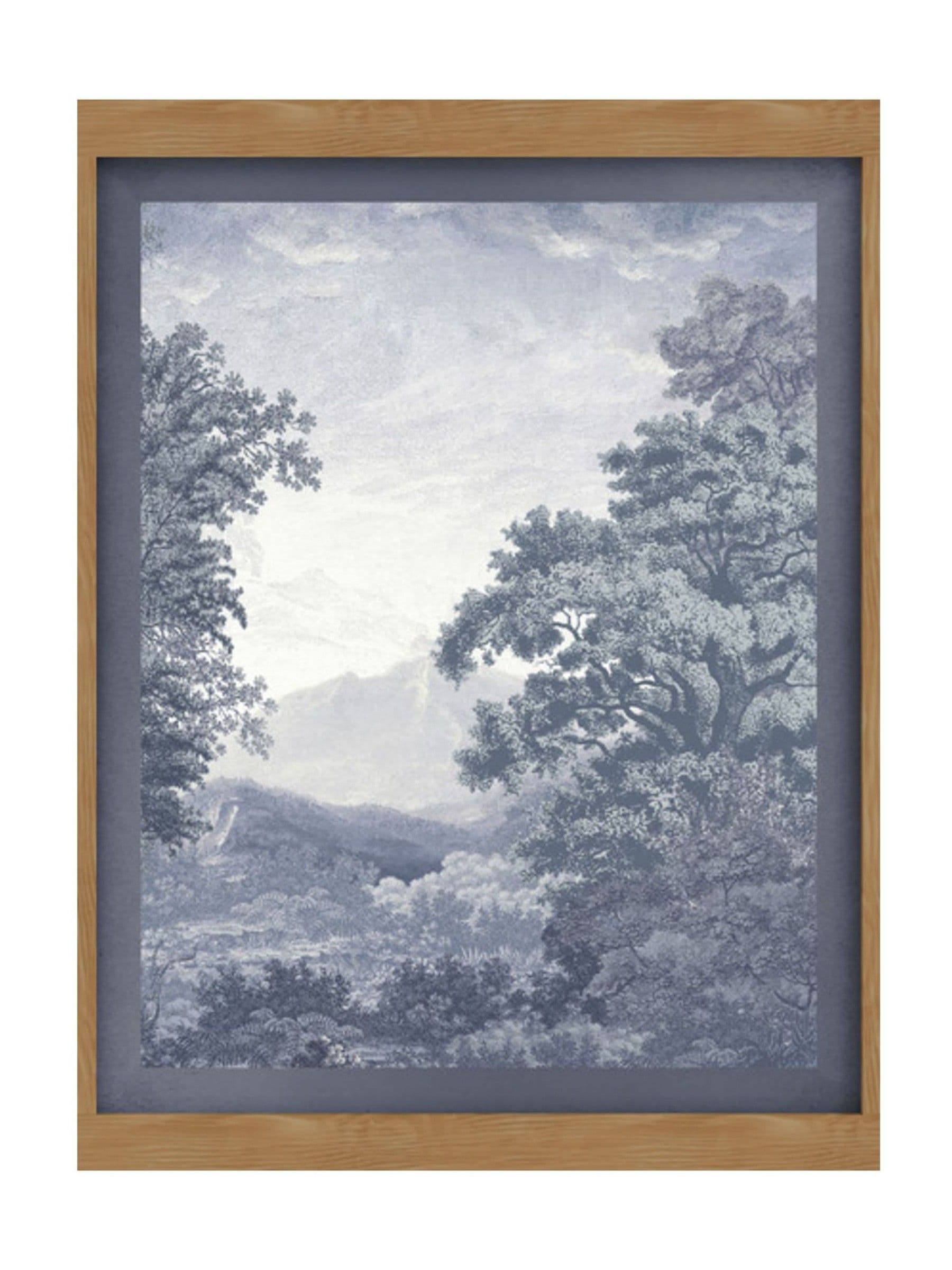 Graham & Brown Blue Sketch Forest Sunset Wood Frame
