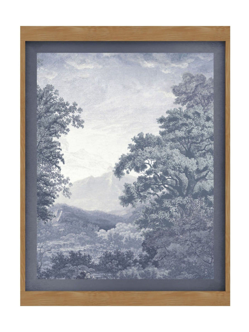 Graham & Brown Blue Sketch Forest Sunset Wood Frame