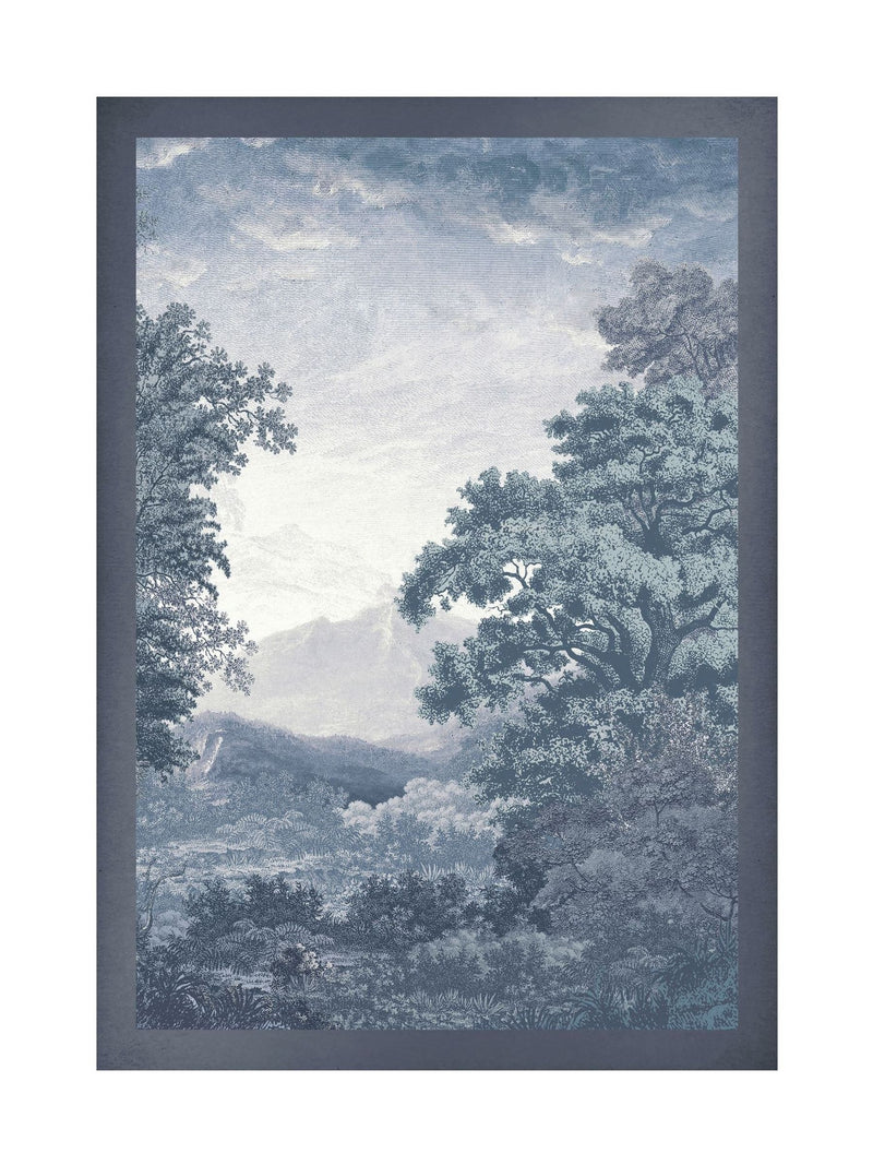 Graham & Brown Blue Sketch Forest Sunset Wood Frame