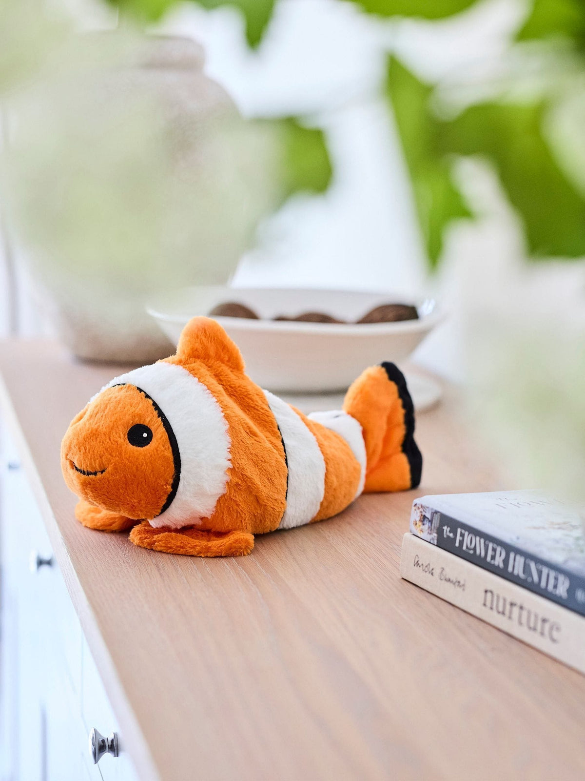 Warmies large orange white clown fish heatable soft toy - British product
