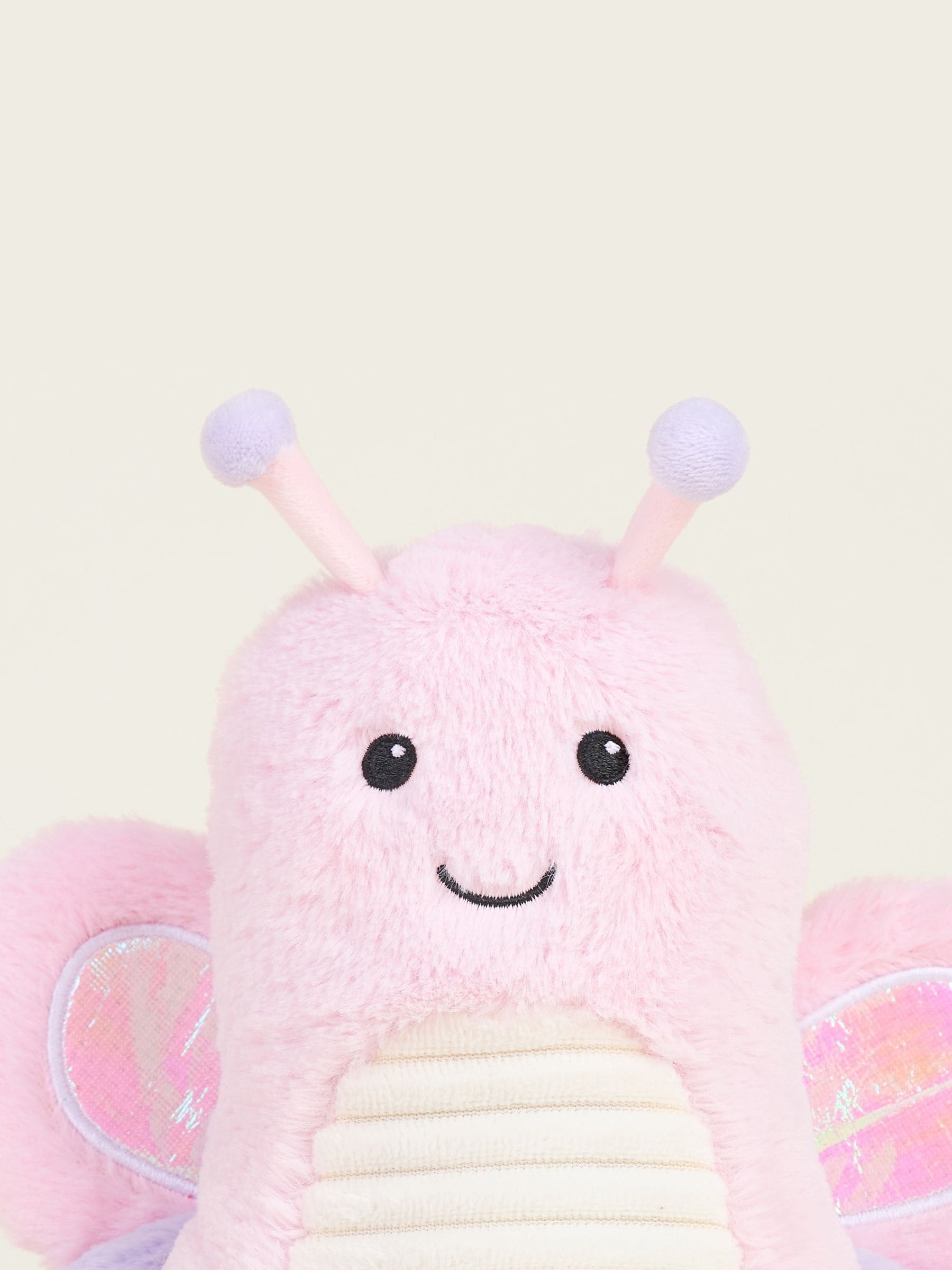 Warmies pink large butterfly heatable soft toy, imported from the UK