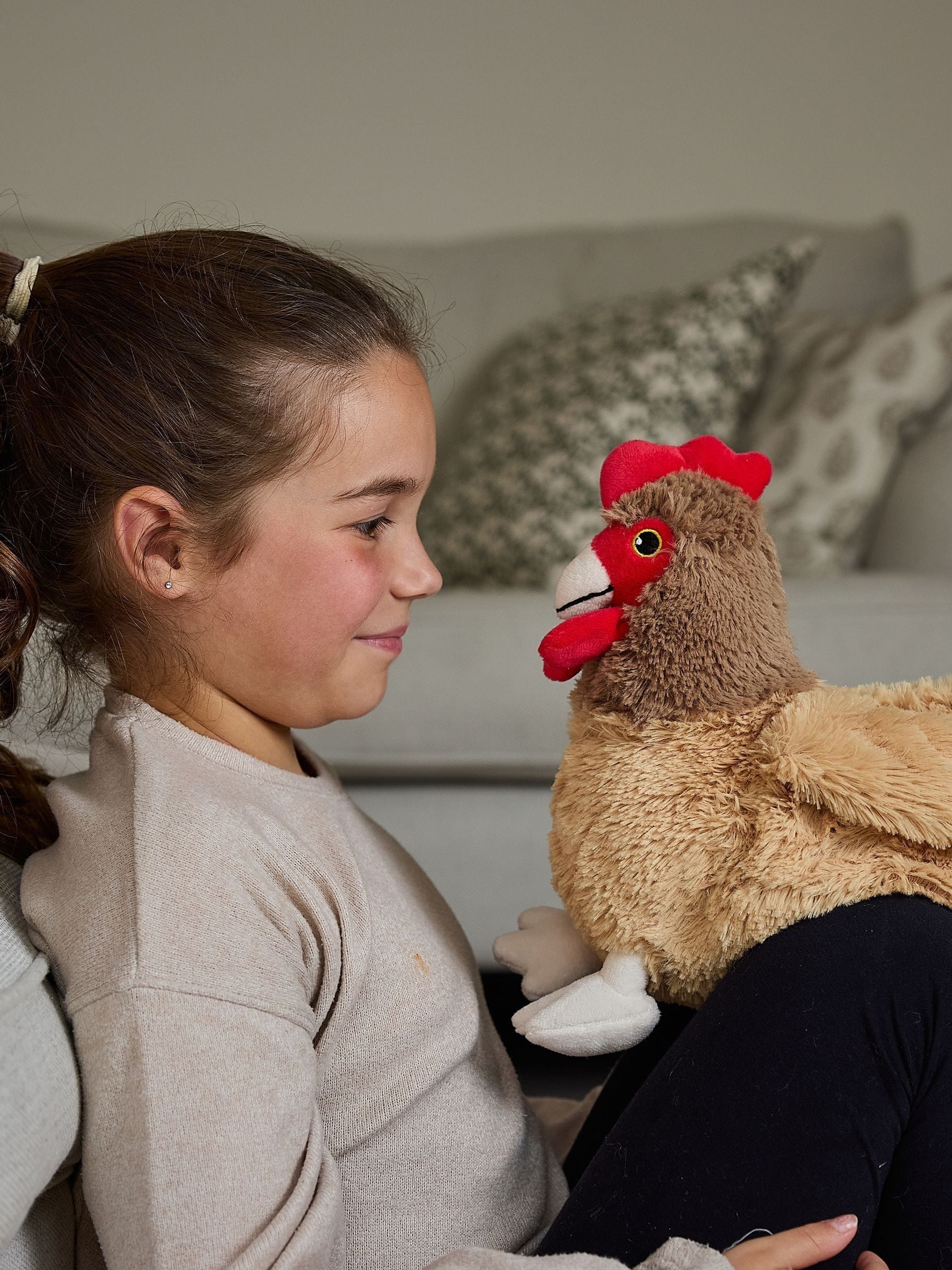 Warmies large heatable hen soft toy with lavender scent, imported from the UK