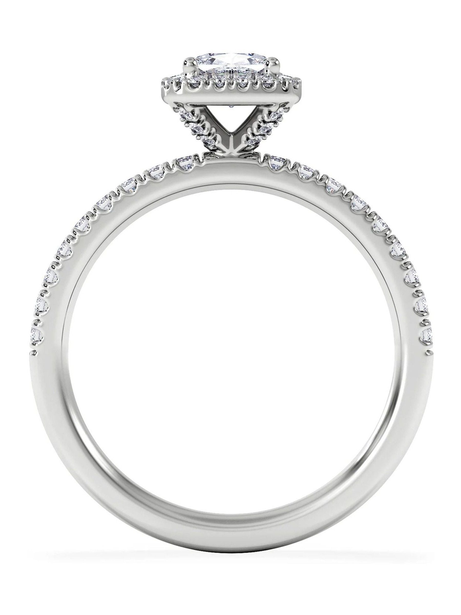 The Diamond Store White Beatrice princess cut lab diamond halo engagement ring 1.00ct (British brand)