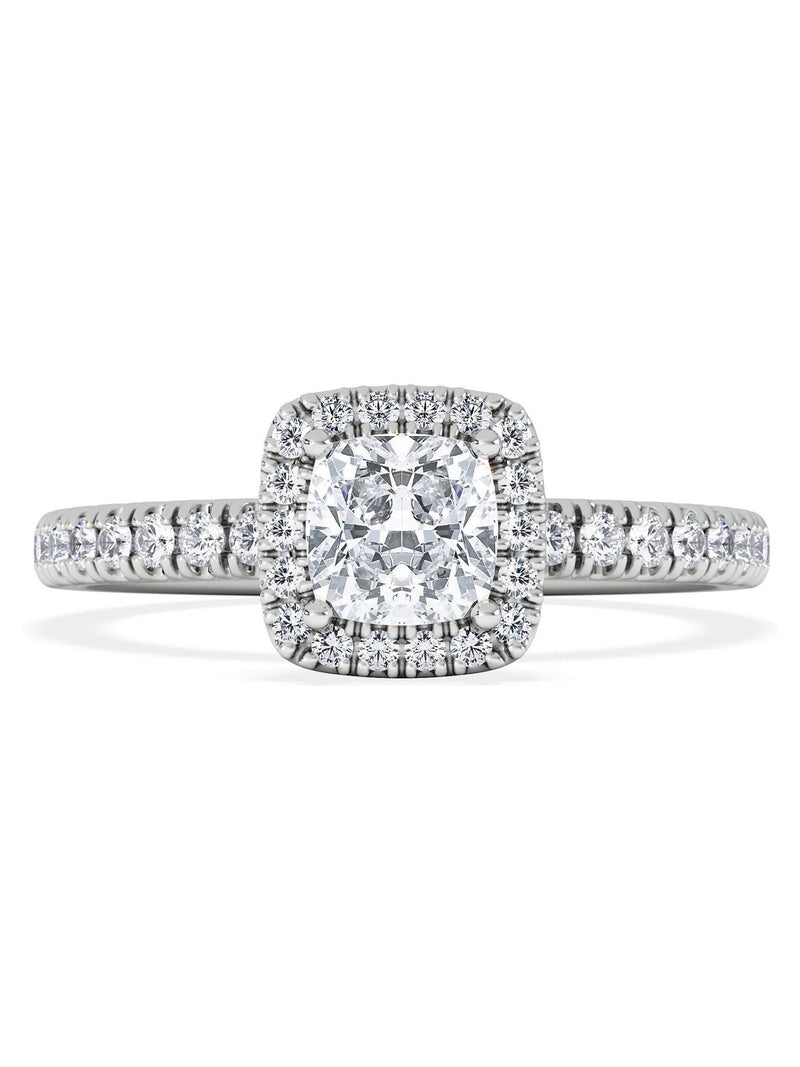 The Diamond Store White Beatrice princess cut lab diamond halo engagement ring 1.00ct (British brand)