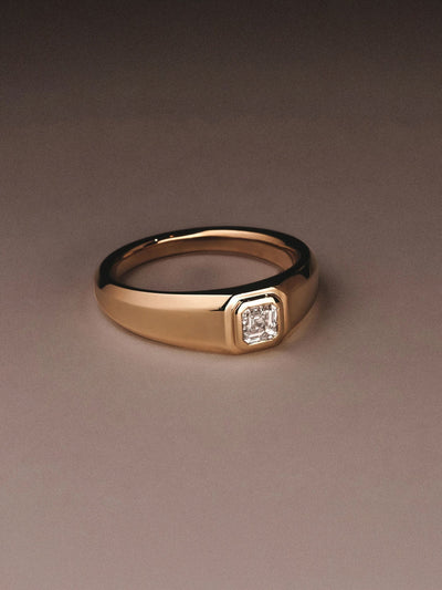 Next The Diamond Store Gold Men's 0.50ct Asscher Cut Lab Diamond Signet Ring in 9K Yellow Gold- Buy online at McGrocer