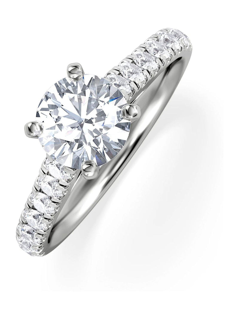 The Diamond Store White Natalia 1.50ct F/VS1 Round Cut Lab Diamond Engagement Ring in 18K White Gold