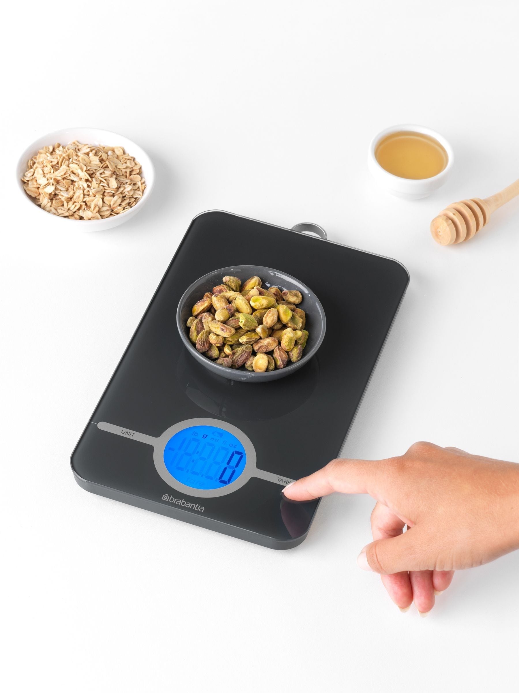 Brabantia Tasty+ digital kitchen scale in Dark Grey, imported from the UK