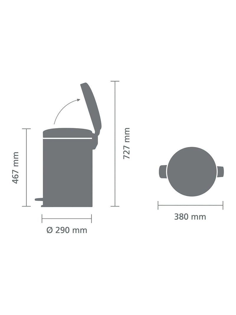 Brabantia Matt Steel Fingerprint Proof NewIcon Pedal Bin 20L - British product