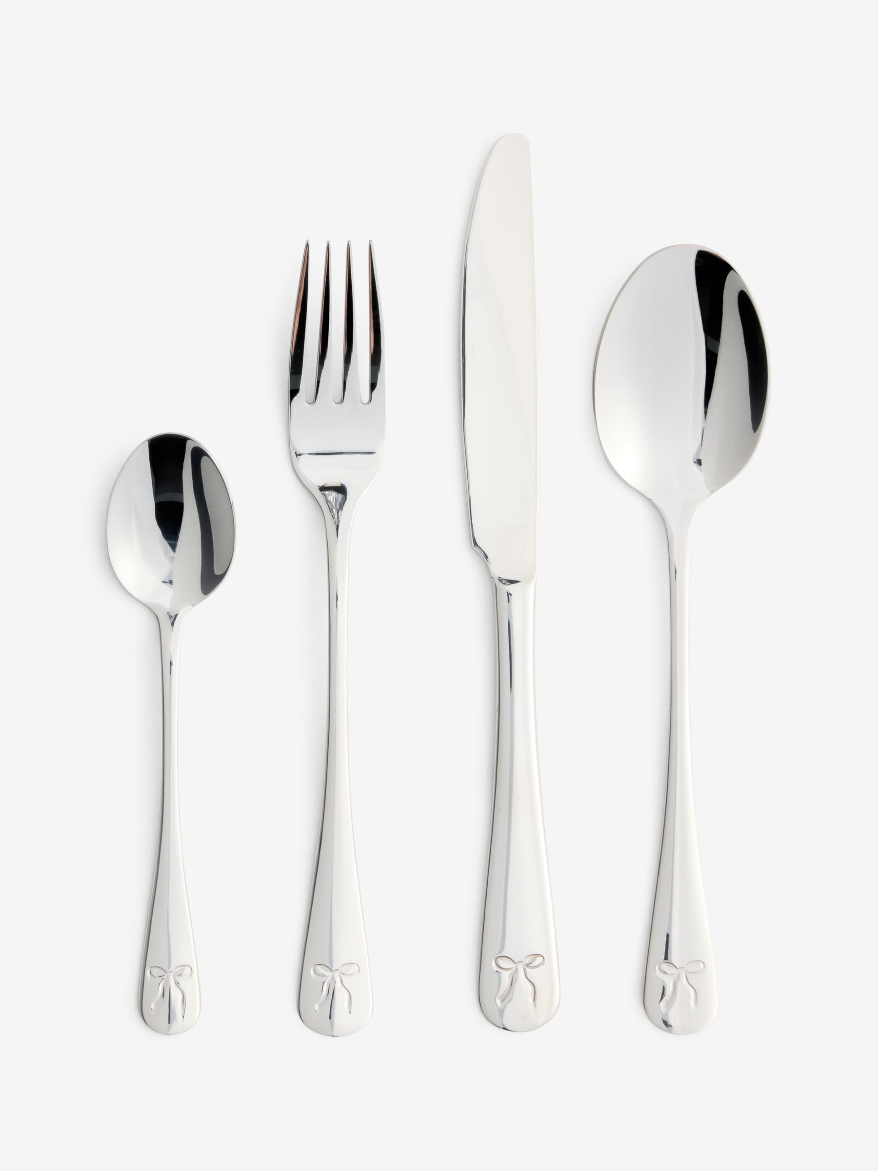 Silver bow cutlery set 16 piece, imported from the UK