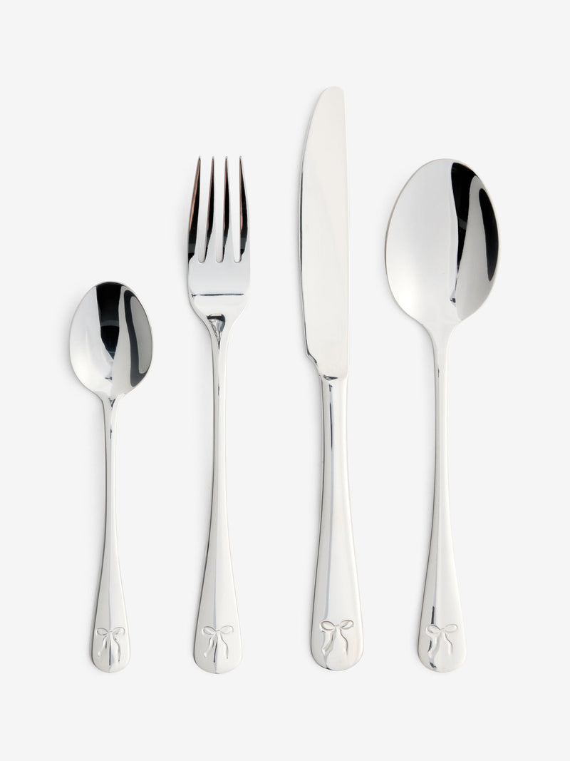 Silver bow cutlery set 16 piece, imported from the UK