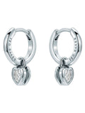Ted Baker silver tone clear crystal mini heart huggie earrings (British brand)