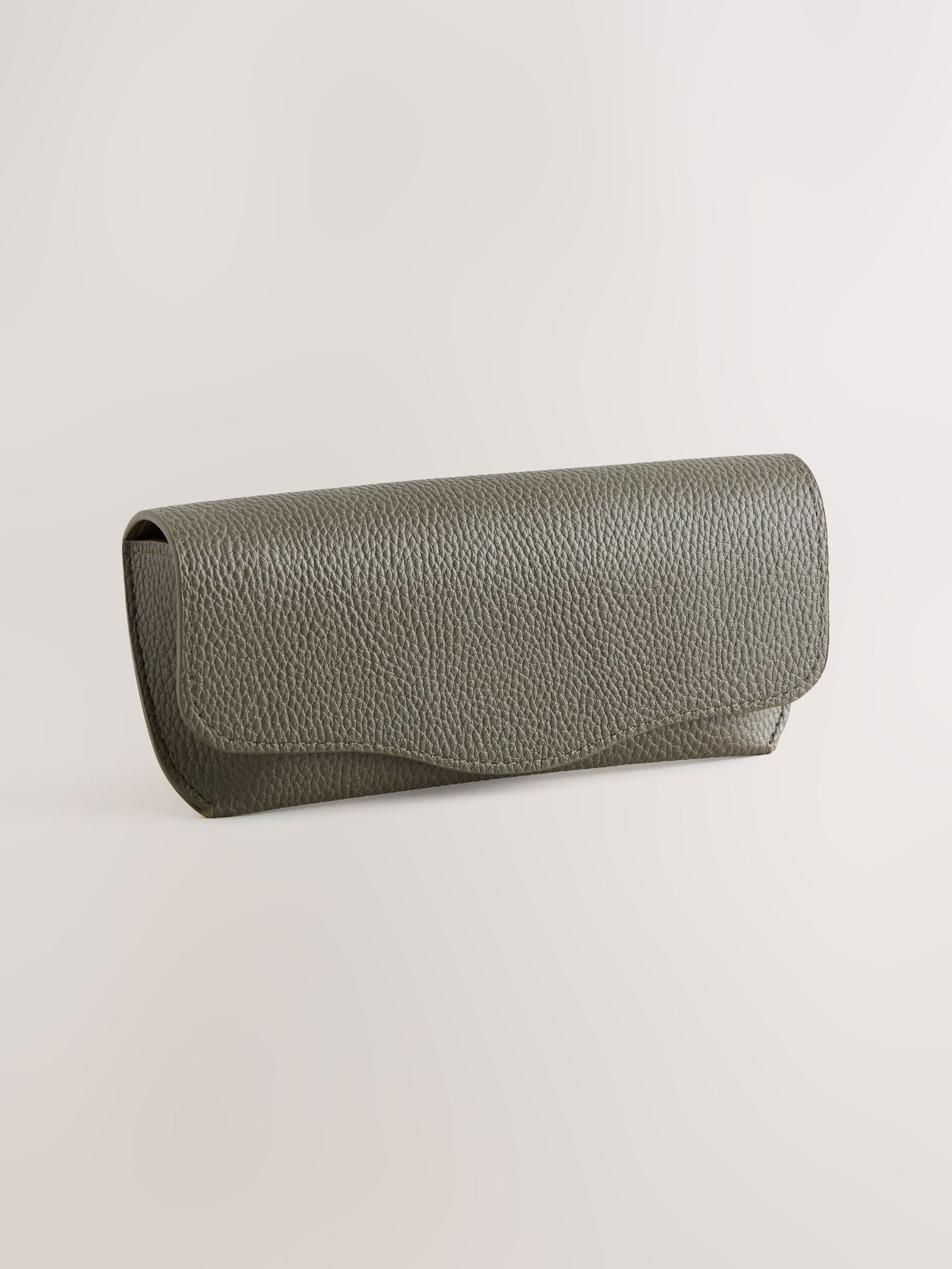 Olive green sunglasses case with magnetic closure - British product