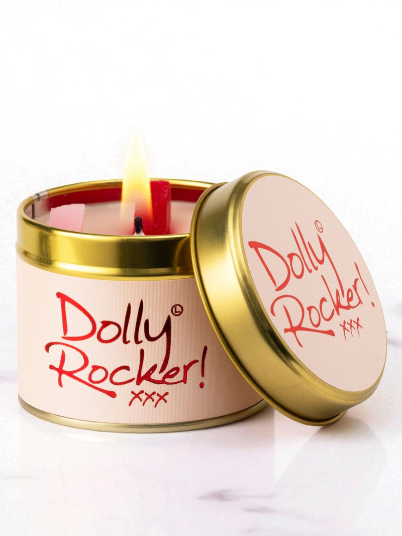 Lily-Flame Dolly Rocker scented tin candle 230g, imported from the UK