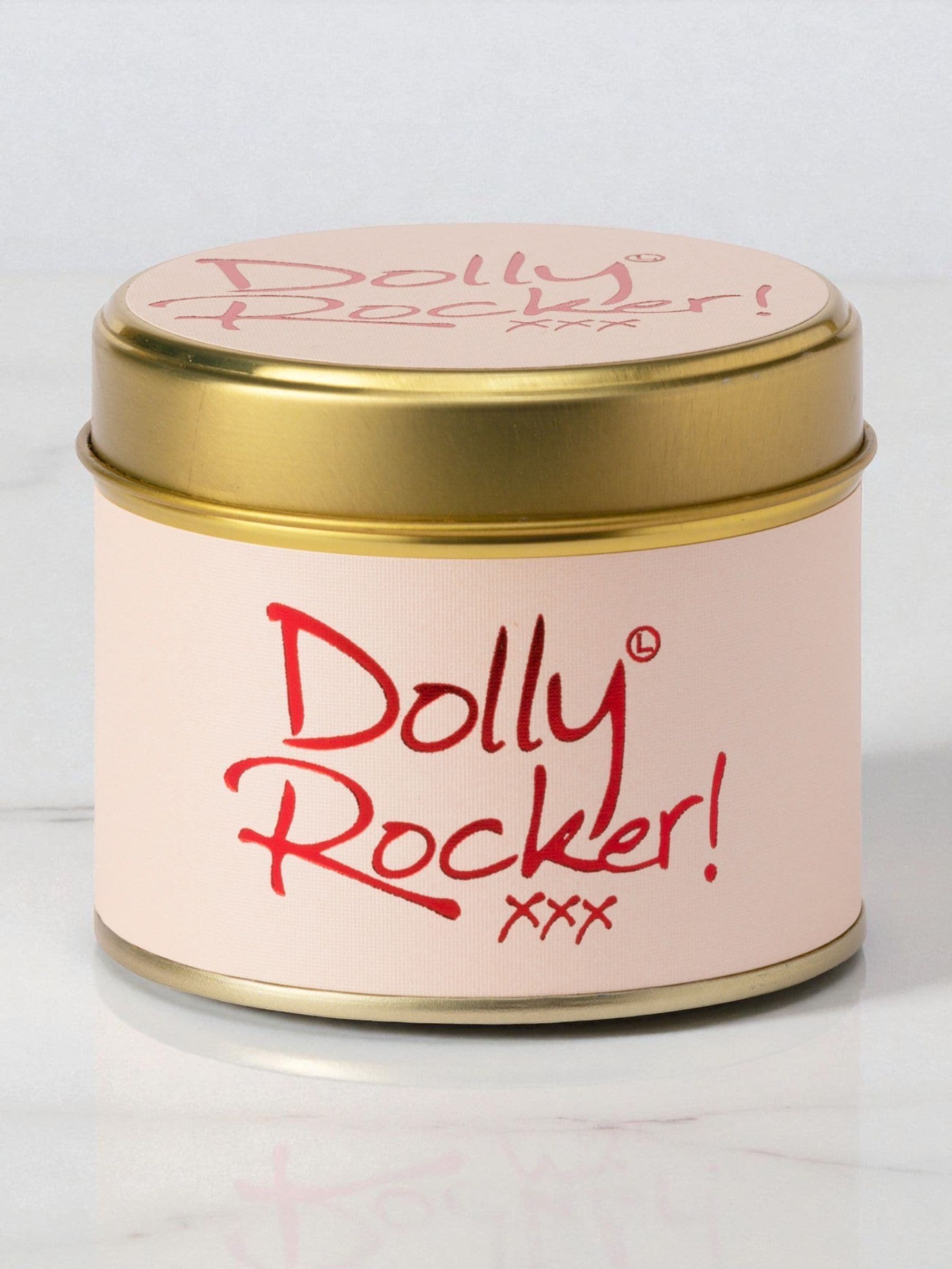 Lily-Flame Dolly Rocker scented tin candle 230g, imported from the UK