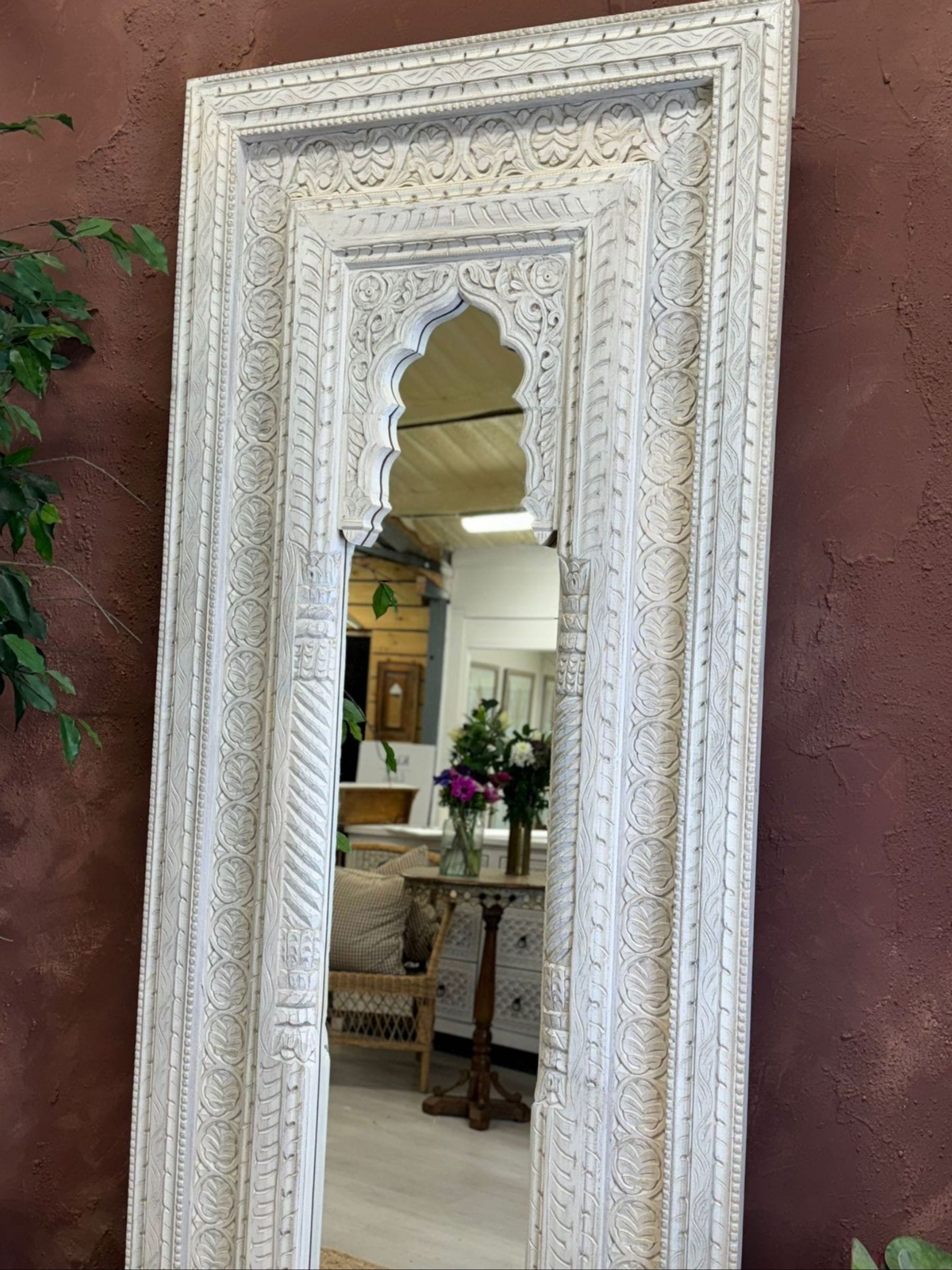 Kirei Home tall whitewashed floor mirror 225cm - British product