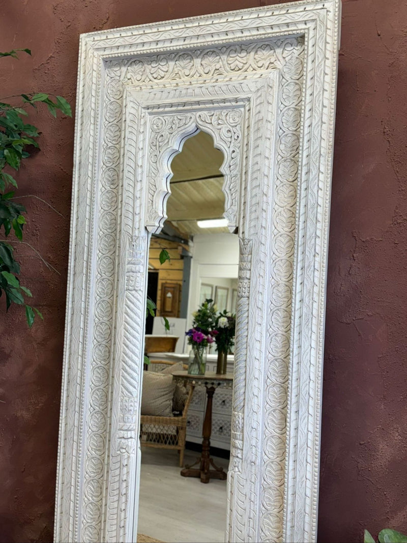 Kirei Home tall whitewashed floor mirror 225cm - British product