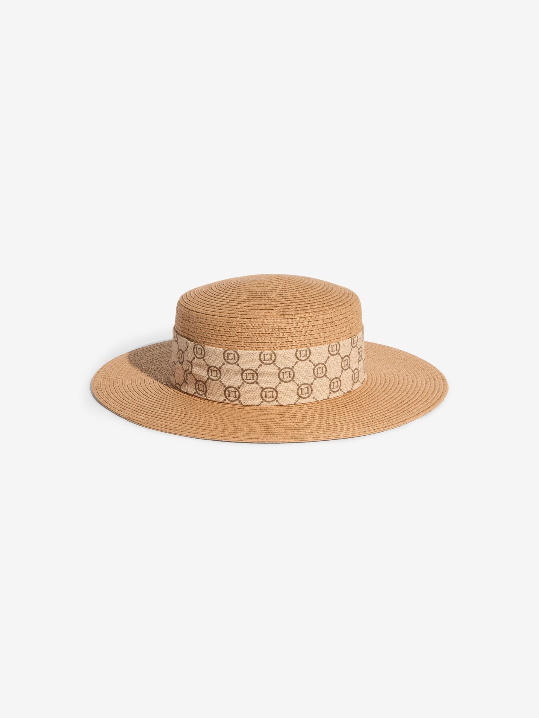 Lipsy natural straw look monogram hat, UK version