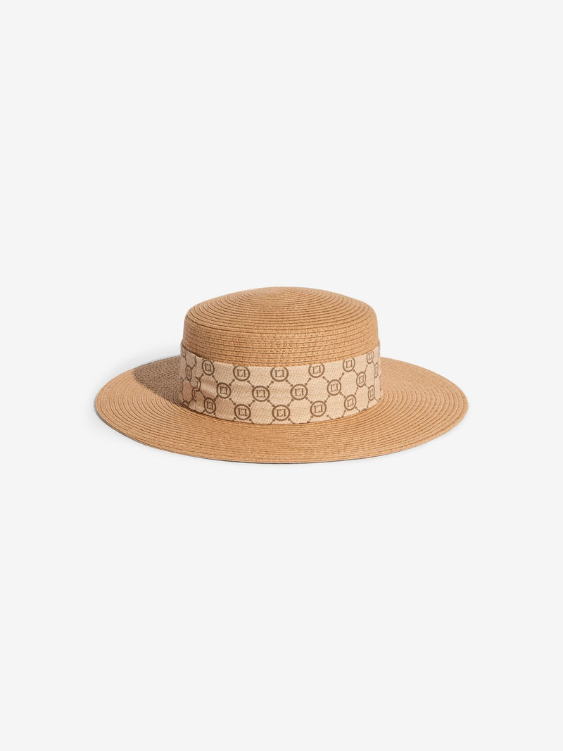 Lipsy natural straw look monogram hat, UK version