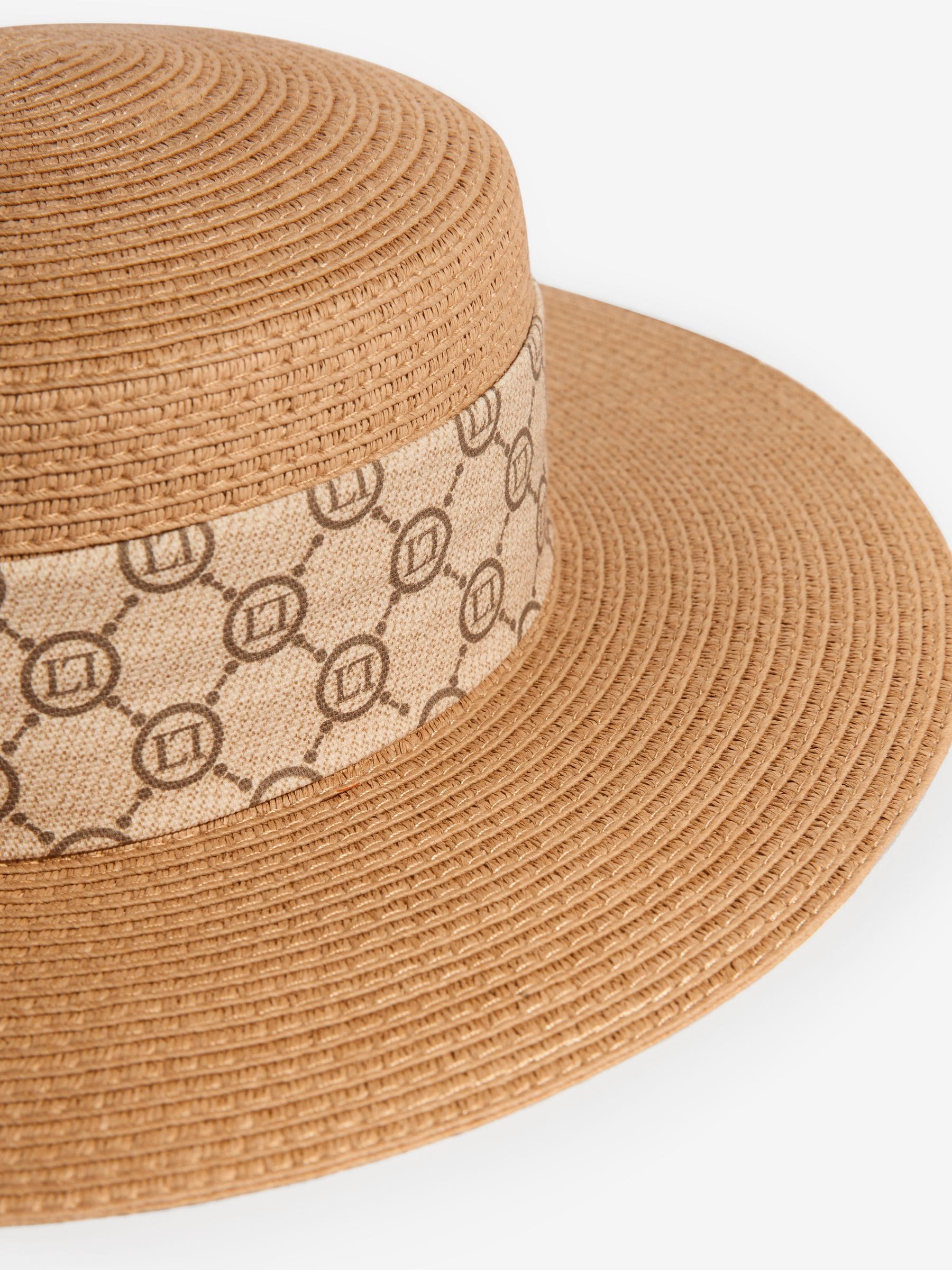 Lipsy natural straw look monogram hat, UK version